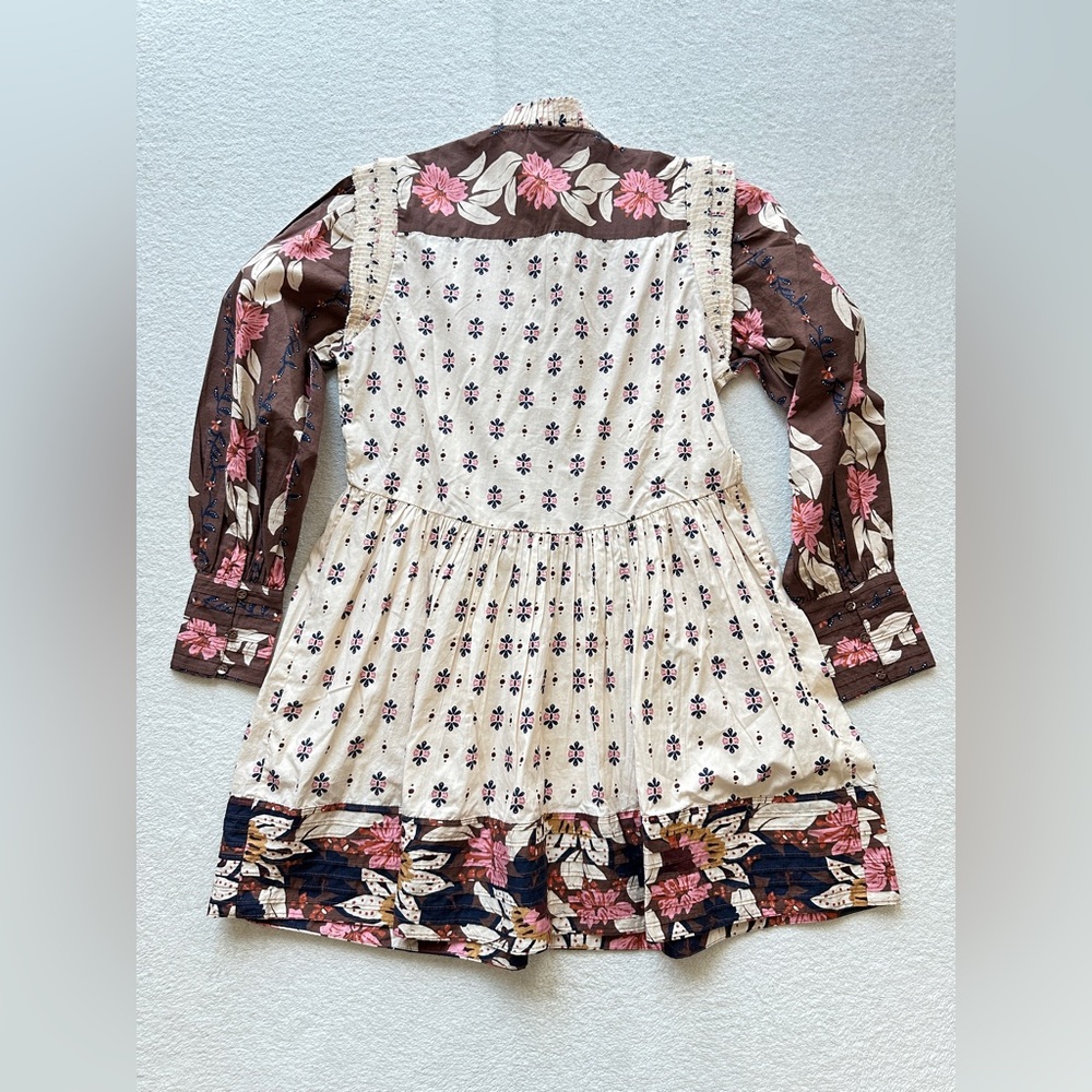 FARM RIO Ainika‎ Maxi Floral Cream Open Yoke Mini Dress XXS - Picture 4 of 16